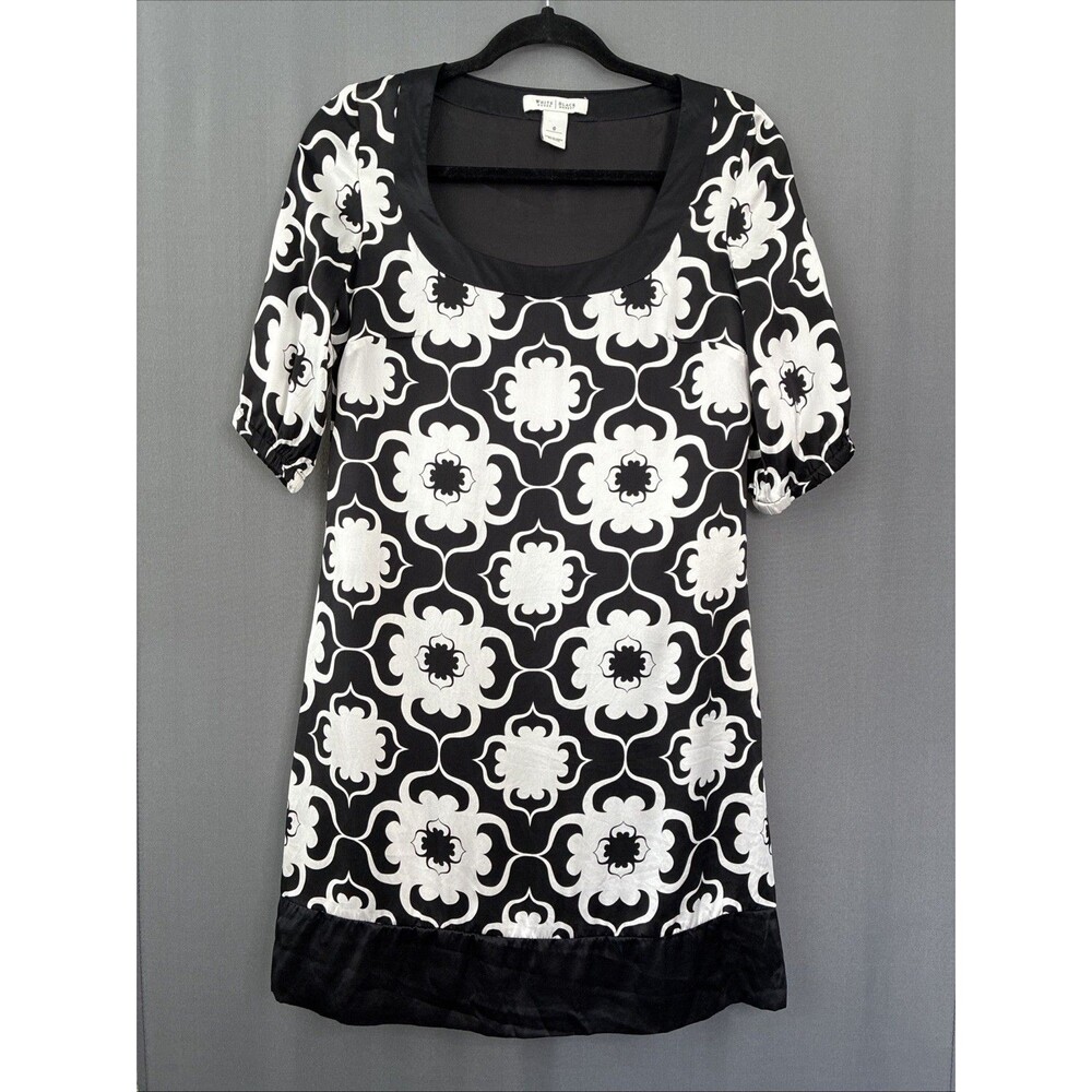 WHBM Silk Shift Dress Sz 0 Floral Bold Whimsical Retro White House Black Market